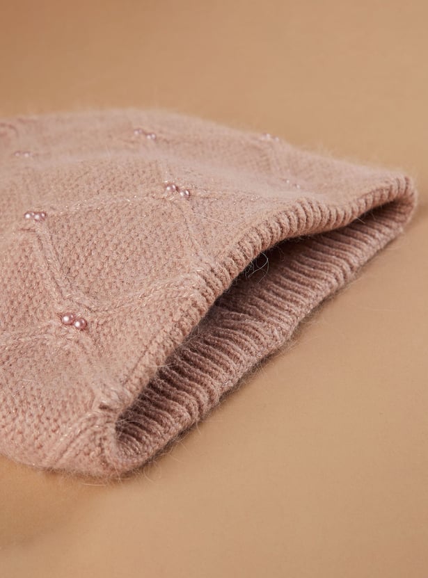FAME FOREVER Pearl Embellished Beanie