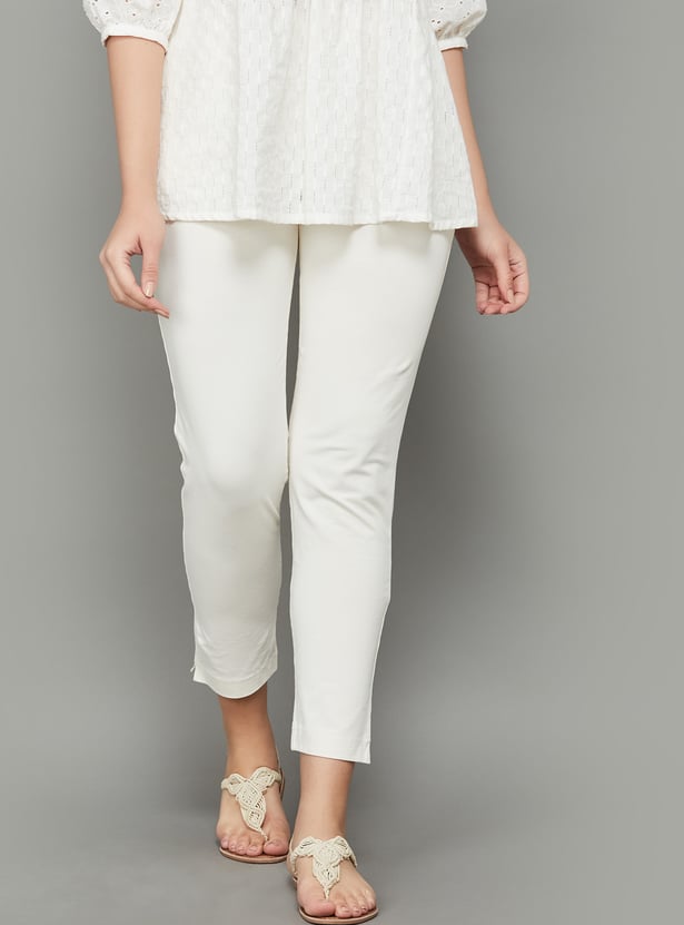 GO COLORS Solid Straight Pants