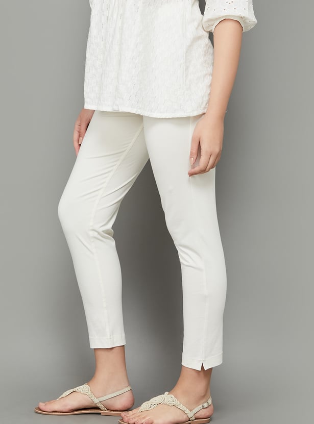 GO COLORS Solid Straight Pants