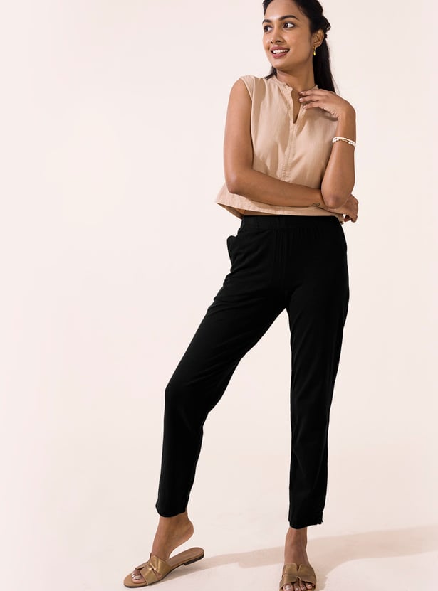 GO COLORS Solid Straight Pants