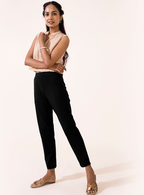 GO COLORS Solid Straight Pants