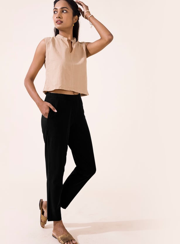 GO COLORS Solid Straight Pants
