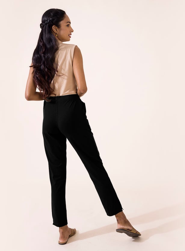 GO COLORS Solid Straight Pants
