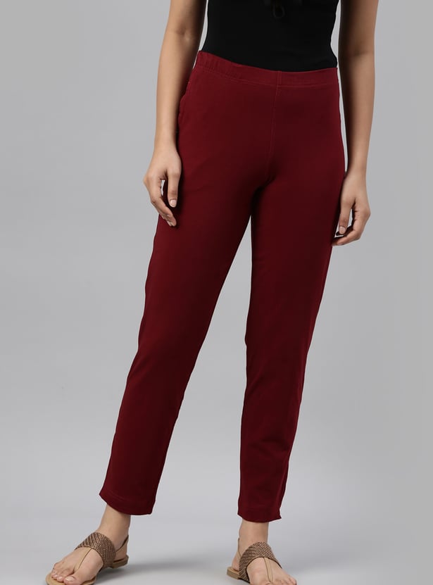GO COLORS Solid Straight Pants