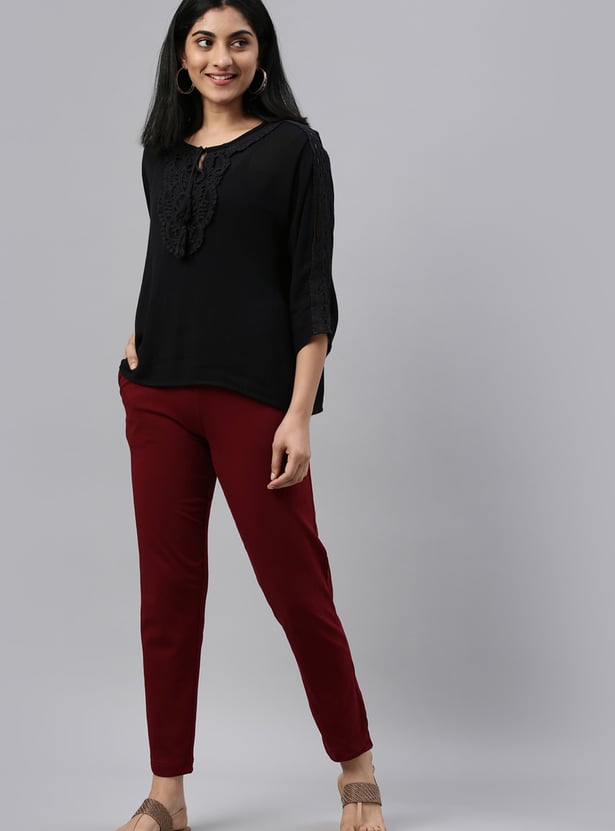GO COLORS Solid Straight Pants