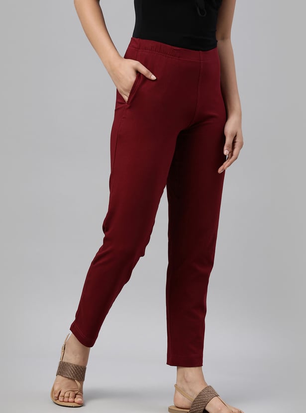 GO COLORS Solid Straight Pants