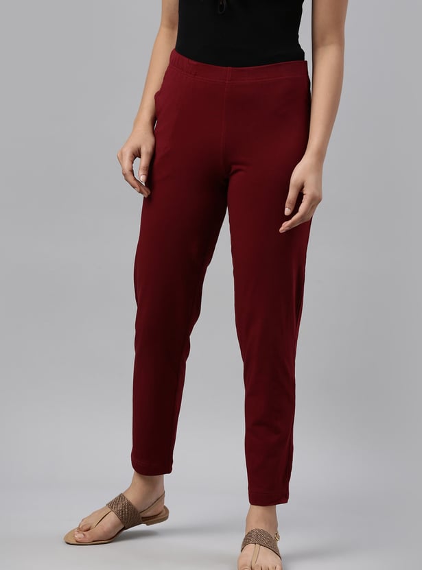 GO COLORS Solid Straight Pants