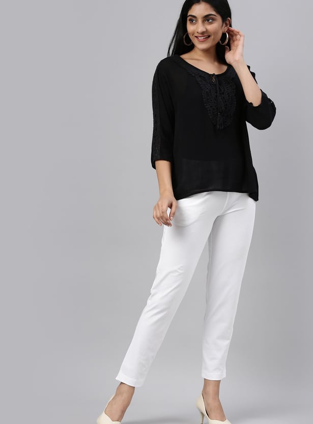GO COLORS Solid Straight Pants