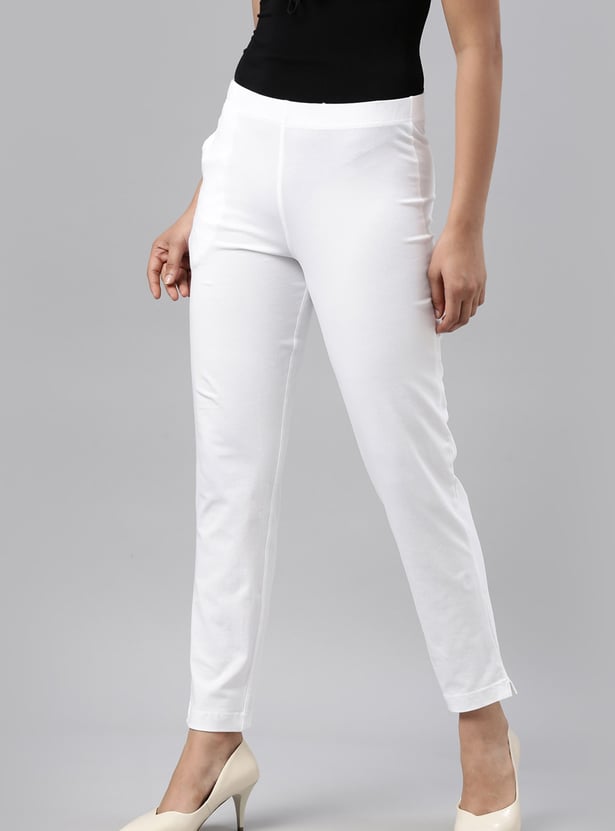 GO COLORS Solid Straight Pants