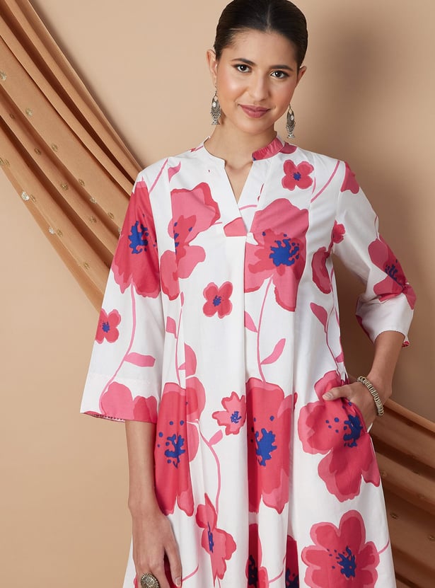 MELANGE Floral Print A-Line Kurta