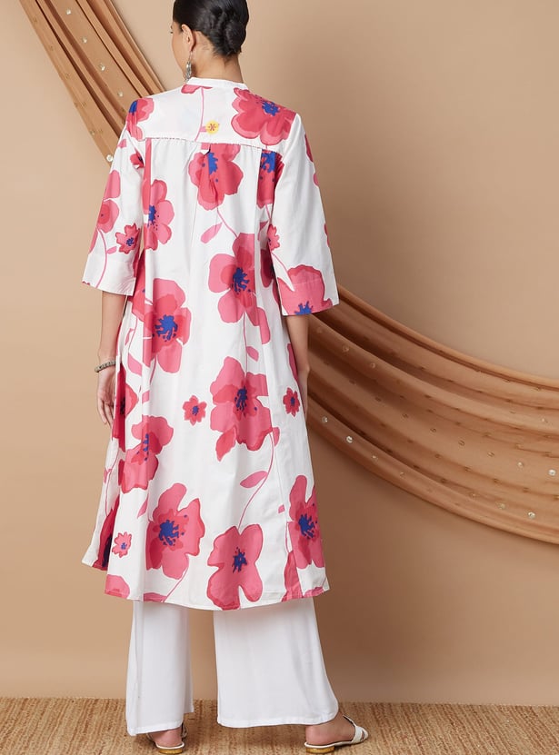 MELANGE Floral Print A-Line Kurta