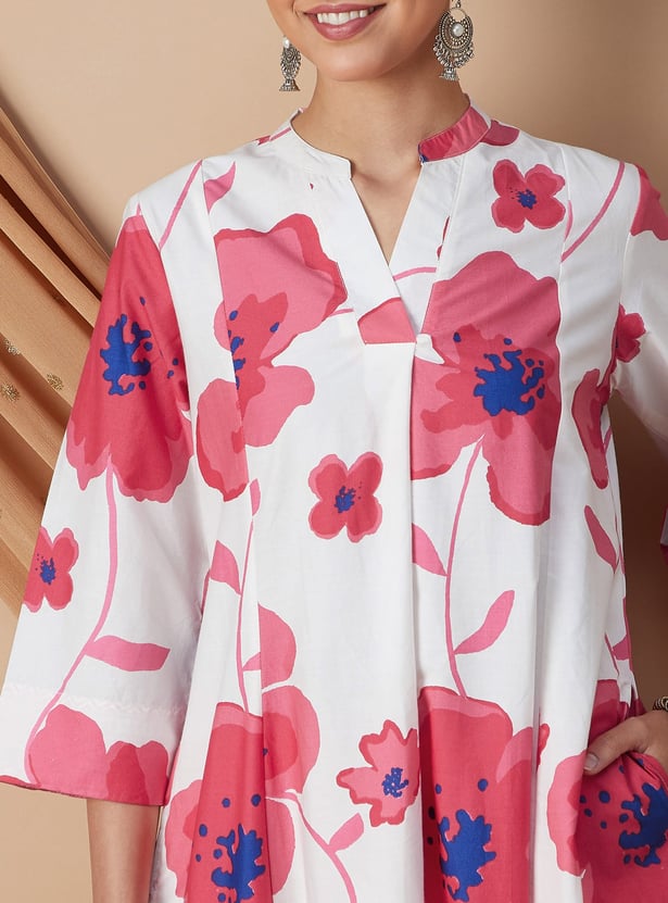 MELANGE Floral Print A-Line Kurta