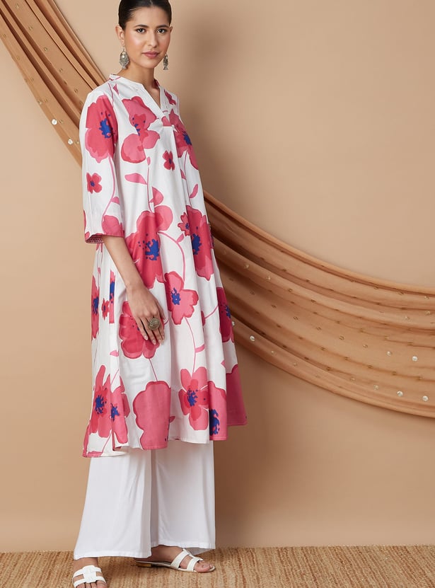 MELANGE Floral Print A-Line Kurta