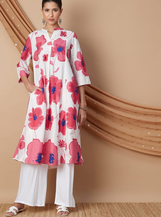 MELANGE Floral Print A-Line Kurta