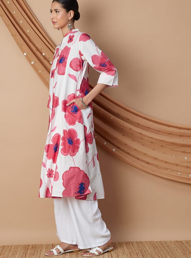 MELANGE Floral Print A-Line Kurta
