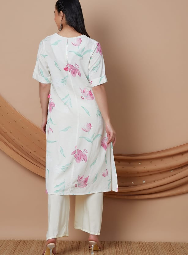 MELANGE Floral Print Straight Kurta