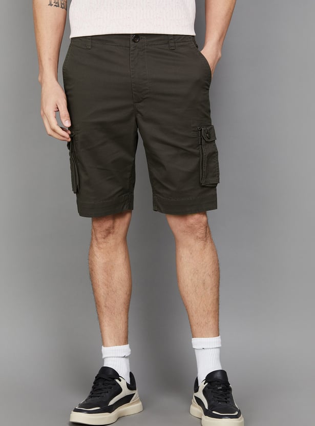 FAHRENHEIT Solid Cargo Shorts