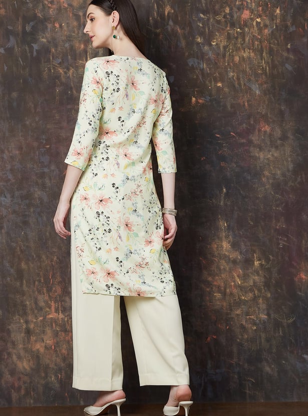 MELANGE Floral Print Straight Kurta
