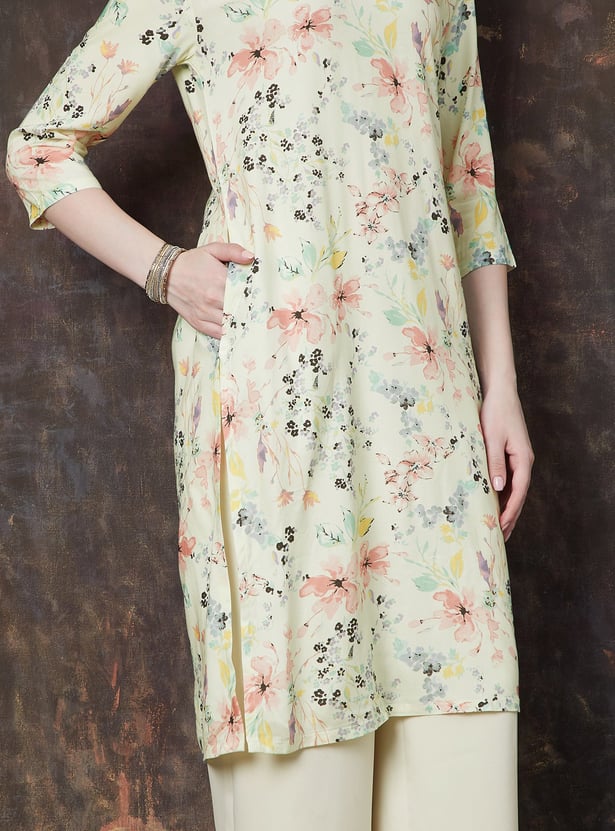MELANGE Floral Print Straight Kurta