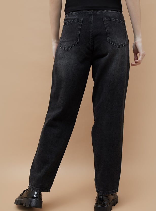 GINGER Distressed Mom Fit Jeans