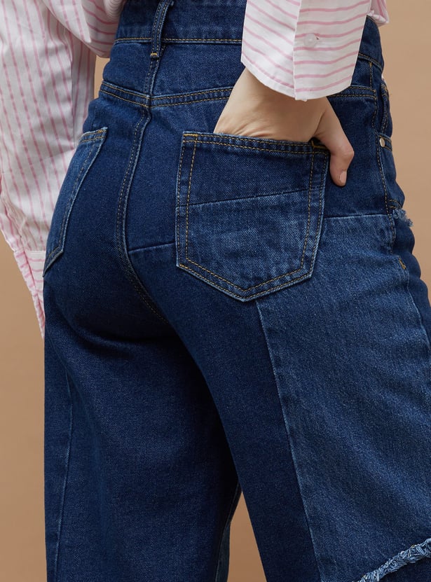 GINGER Patch Paneled Flared Jeans