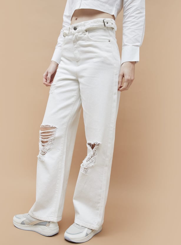 GINGER Distressed Regular Fit Jeans