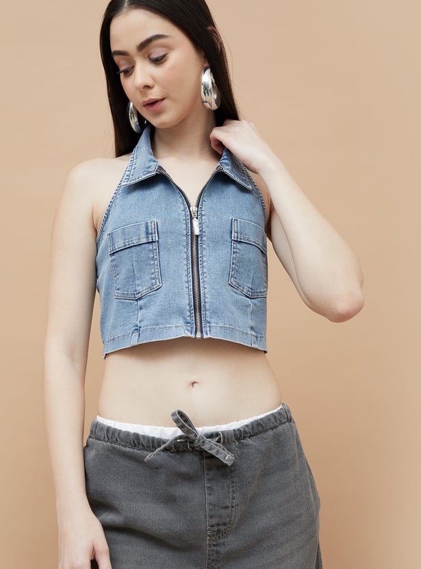 GINGER Washed Sleeveless Crop Top