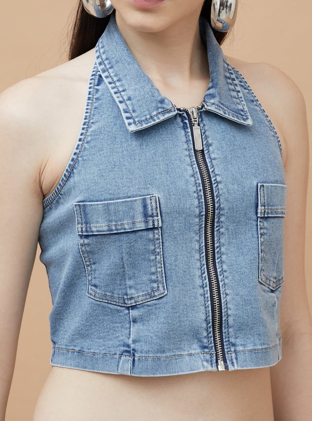 GINGER Washed Sleeveless Crop Top