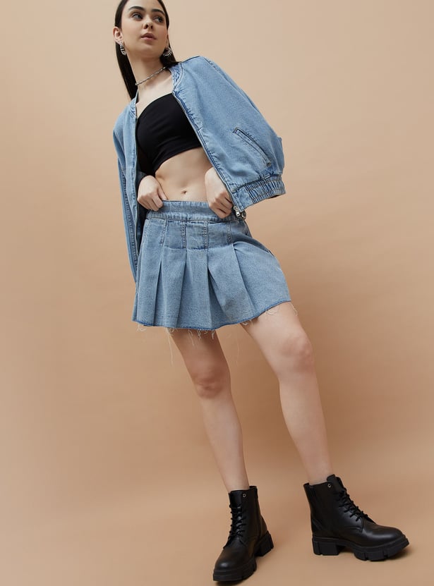 GINGER Solid Denim Skirt