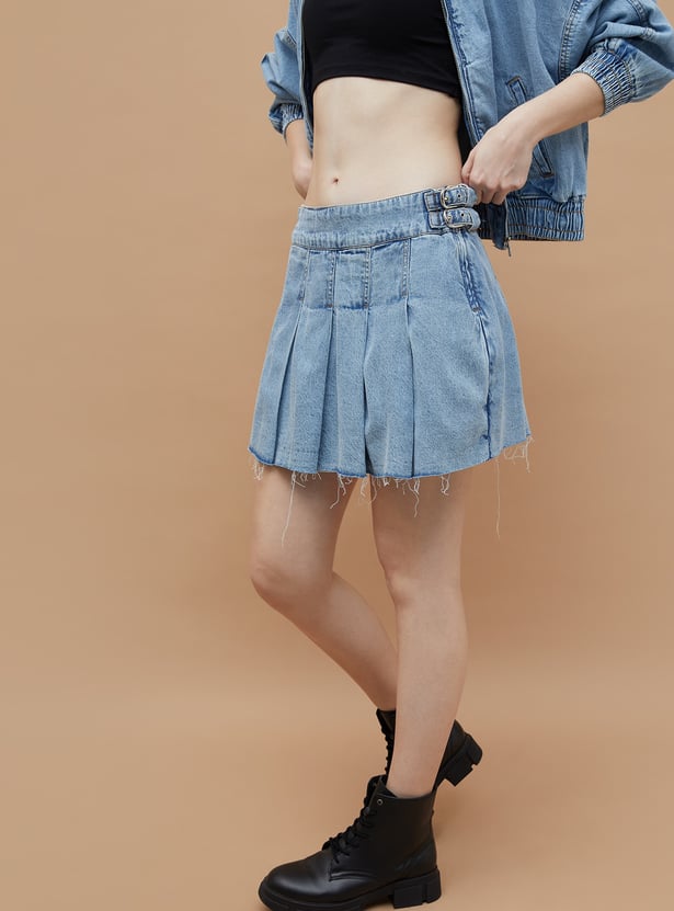 GINGER Solid Denim Skirt