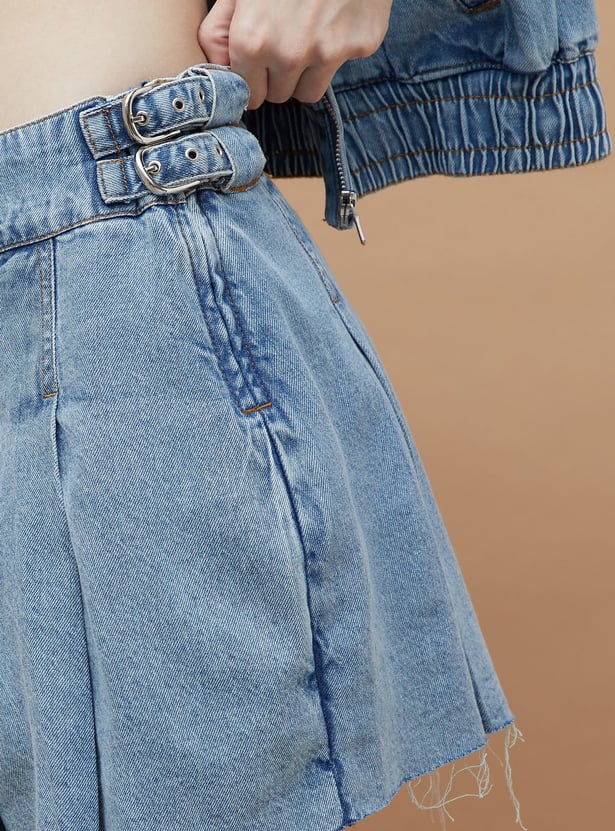 GINGER Solid Denim Skirt