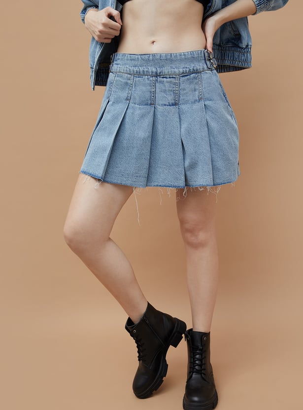 GINGER Solid Denim Skirt