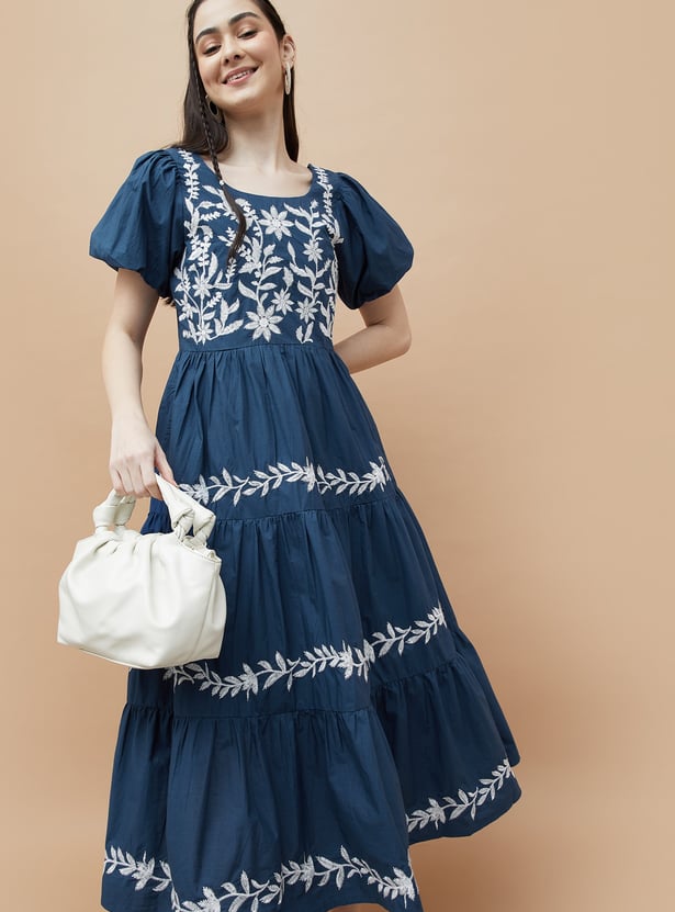 COLOUR ME Embroidered Tiered Dress
