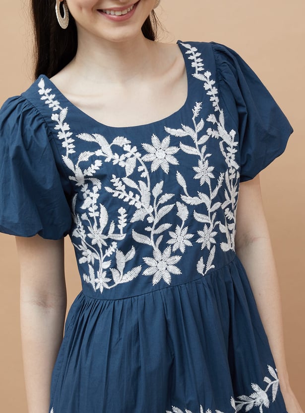 COLOUR ME Embroidered Tiered Dress