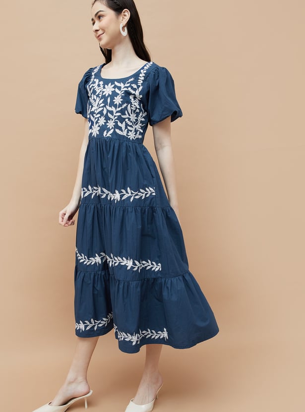 COLOUR ME Embroidered Tiered Dress