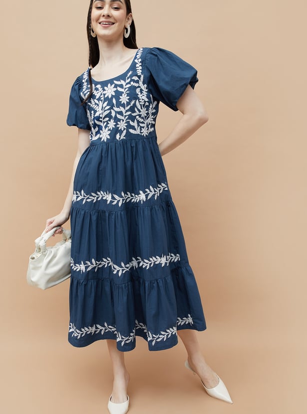 COLOUR ME Embroidered Tiered Dress