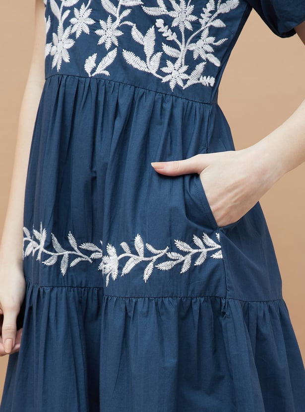 COLOUR ME Embroidered Tiered Dress
