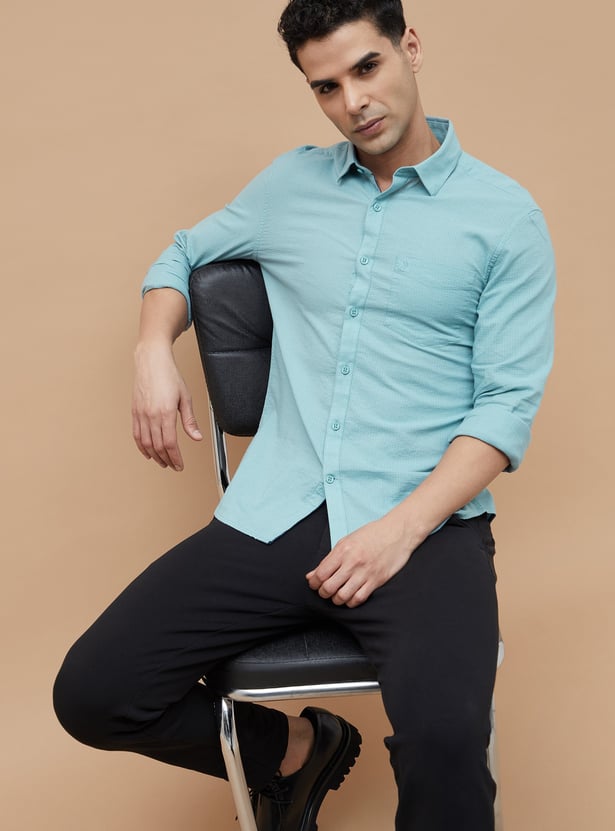 Buy CODE Textured Slim Fit Shirt from CODE at just INR 1499.0