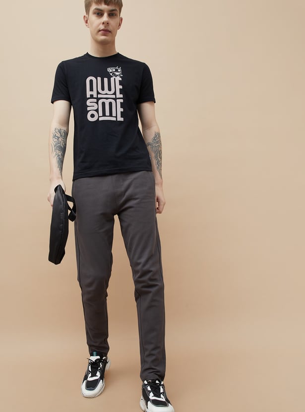 FAME FOREVER Solid Slim Fit Track Pants