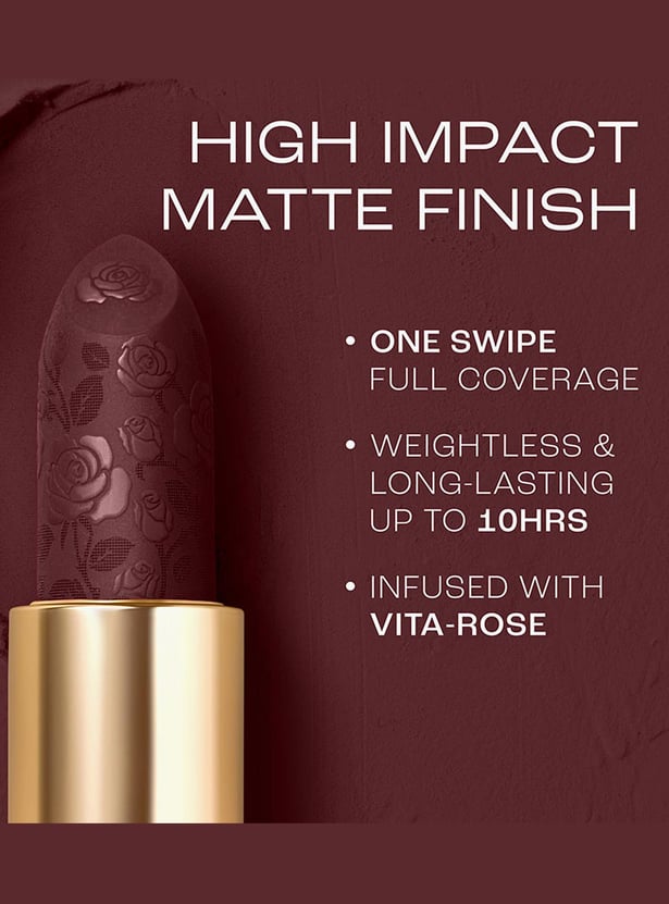 LAKME Rouge Bloom Powder Matte Bullet Lipstick - 208 Plum Garden - 4gm