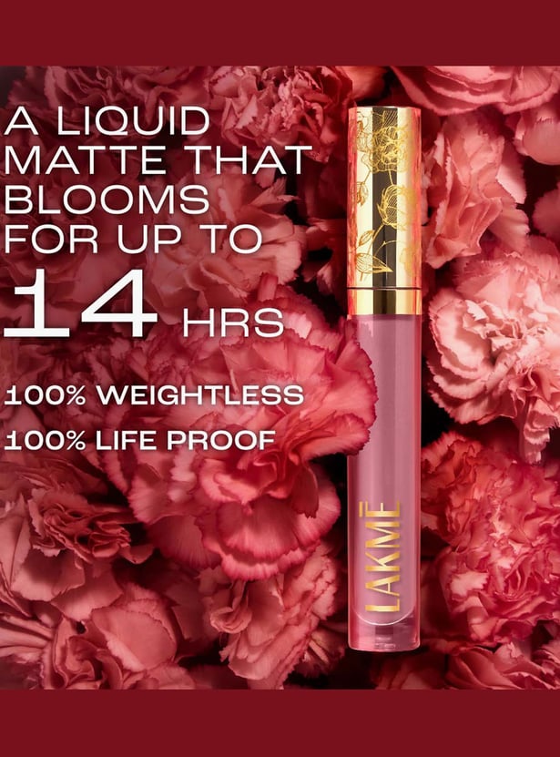LAKME Rouge Bloom Matte Lip Liquid - 101 Carnation Craze - 3.5ml