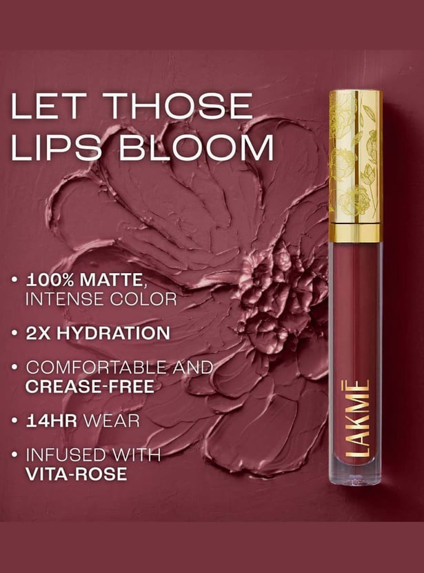 LAKME Rouge Bloom Matte Lip Liquid - 101 Carnation Craze - 3.5ml