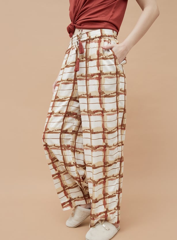 GINGER Checked Wide Leg Lounge Pants
