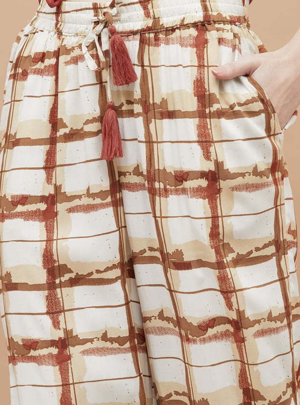 GINGER Checked Wide Leg Lounge Pants