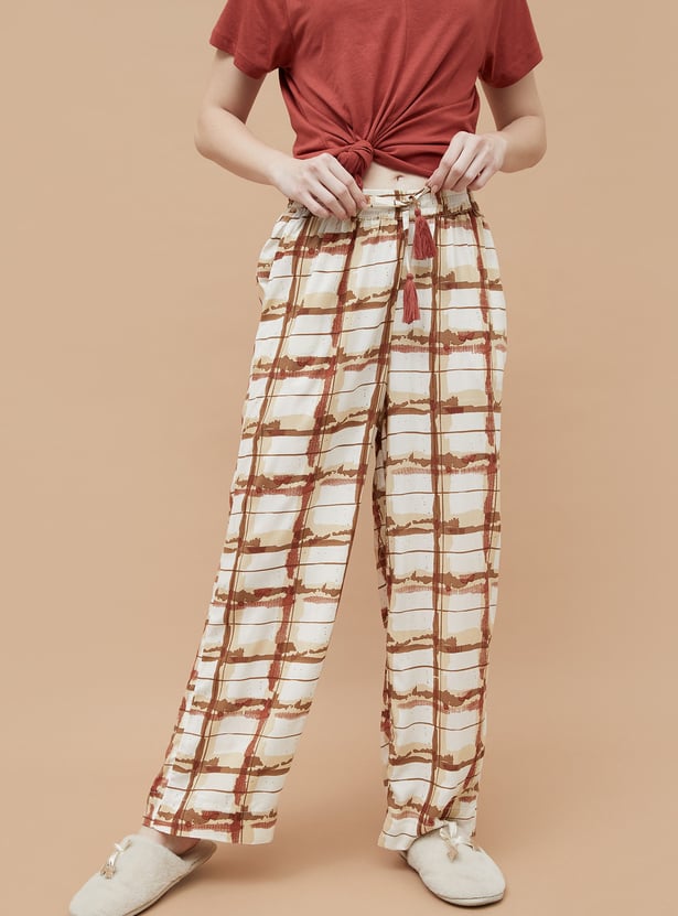 GINGER Checked Wide Leg Lounge Pants