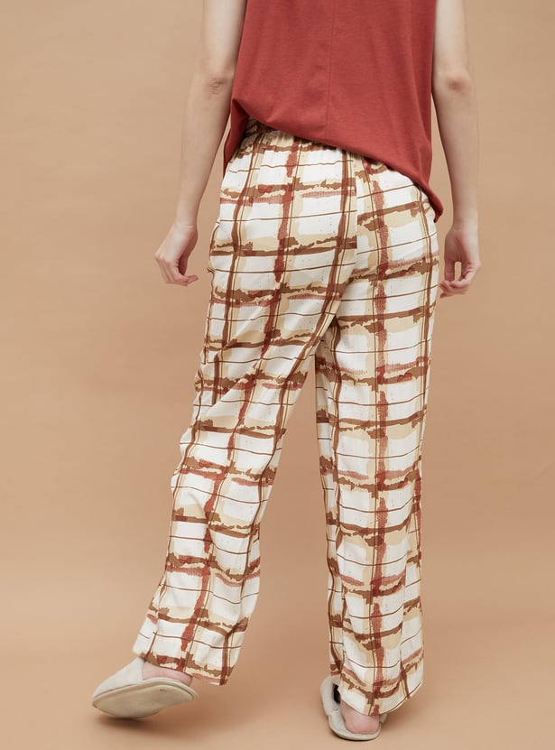 GINGER Checked Wide Leg Lounge Pants