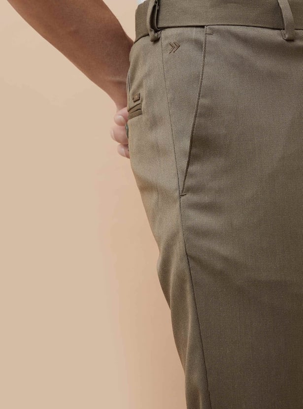 CODE Solid Regular Fit Formal Trousers