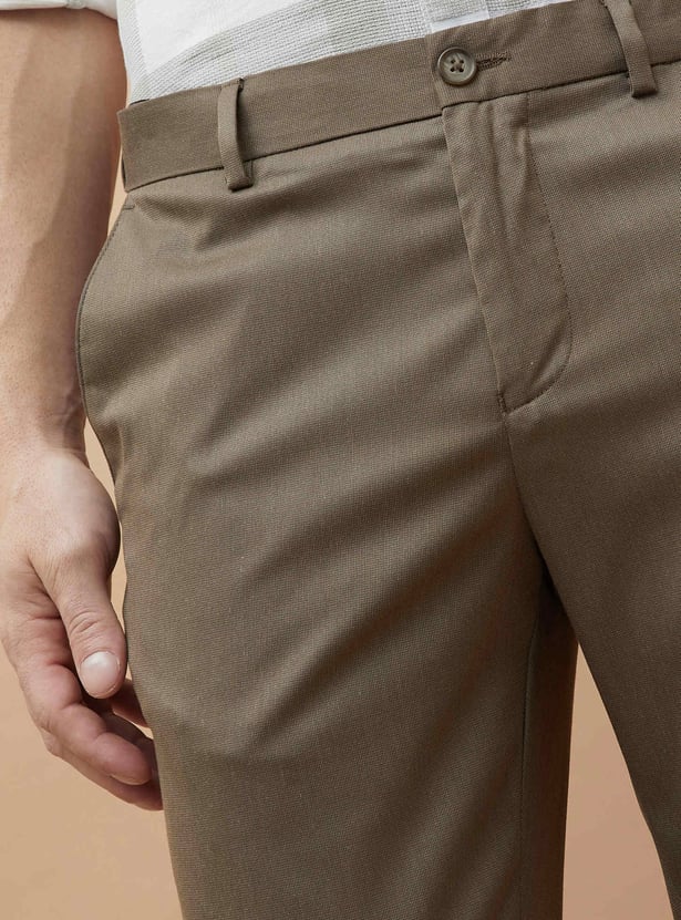 CODE Solid Regular Fit Formal Trousers
