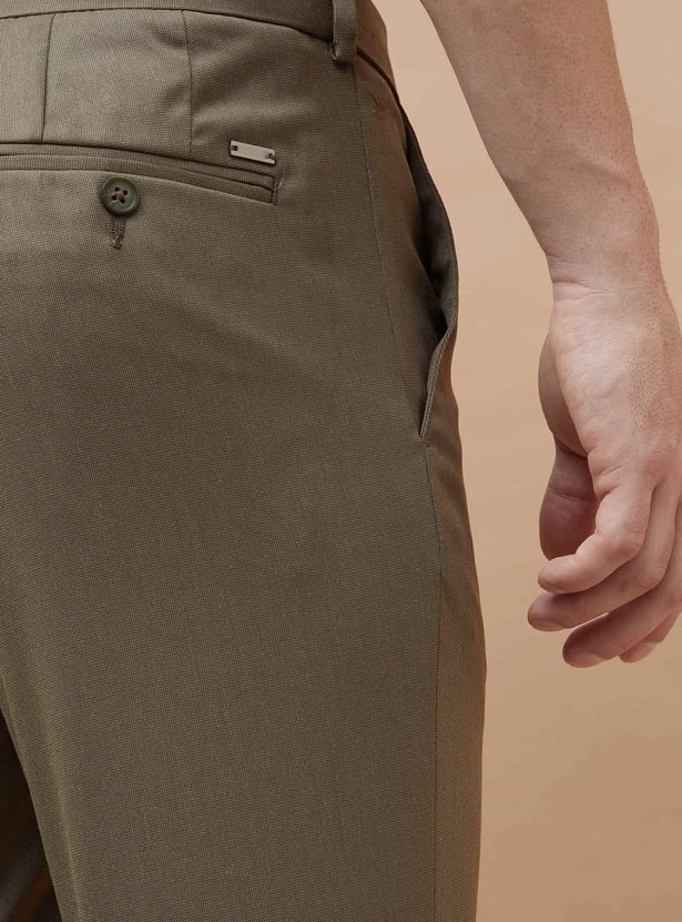 CODE Solid Regular Fit Formal Trousers
