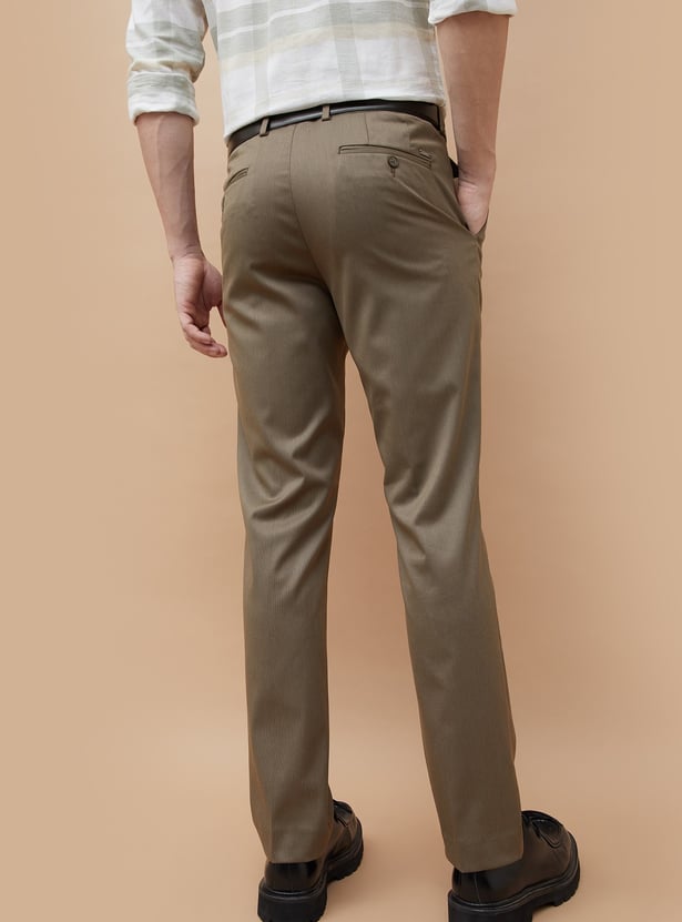CODE Solid Regular Fit Formal Trousers